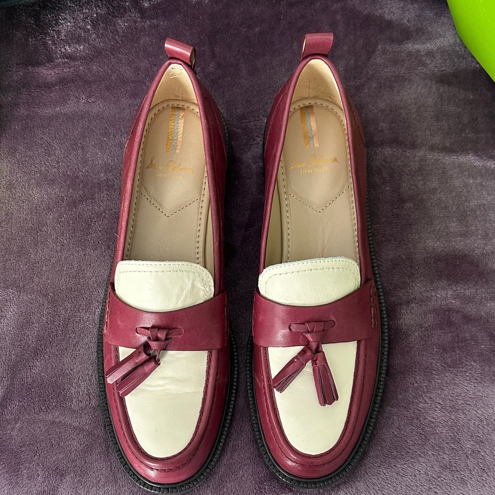 Elegant Burgundy and Cream Loafers